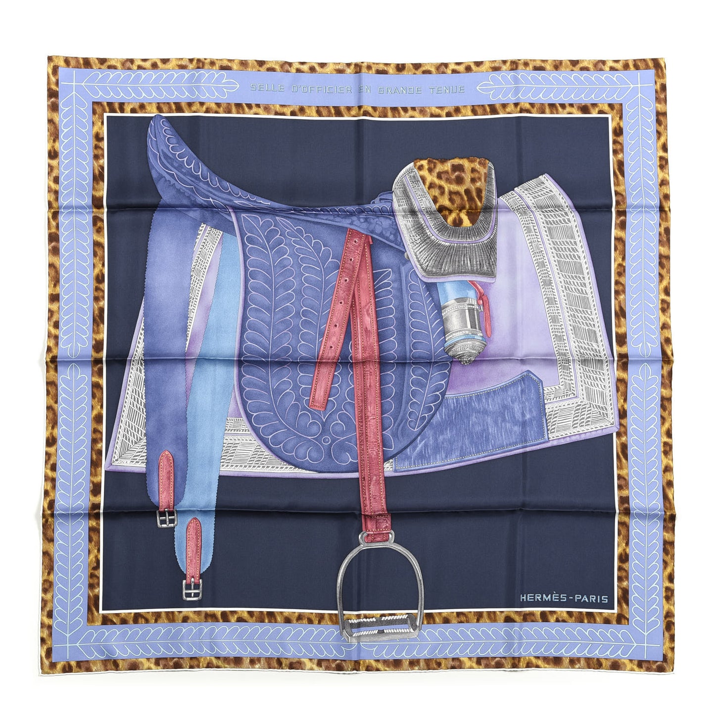 Silk Selle D'Officier En Grande Tenue Scarf 90 Marine Violet Parme