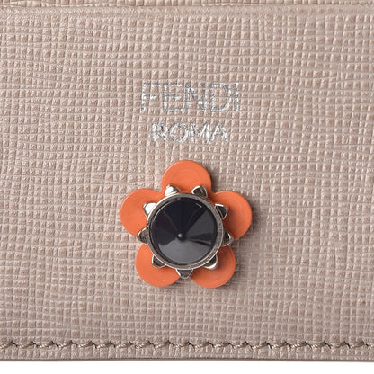 Fendi Vitello Elite Flowerland Card Holder Grigio Polvere 6 of 10