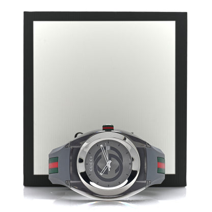 Gucci Stainless Steel Rubber 46mm Sync Web Quartz Watch Grey 4 of 4