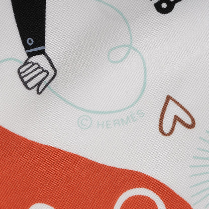 Hermes Silk Les Confessions Scarf 90 Blanc Jaune Noir 3 of 4