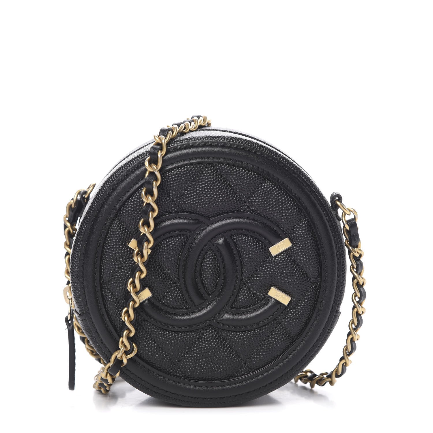 Chanel Caviar Quilted Round Filigree Crossbody Black 1 of 11