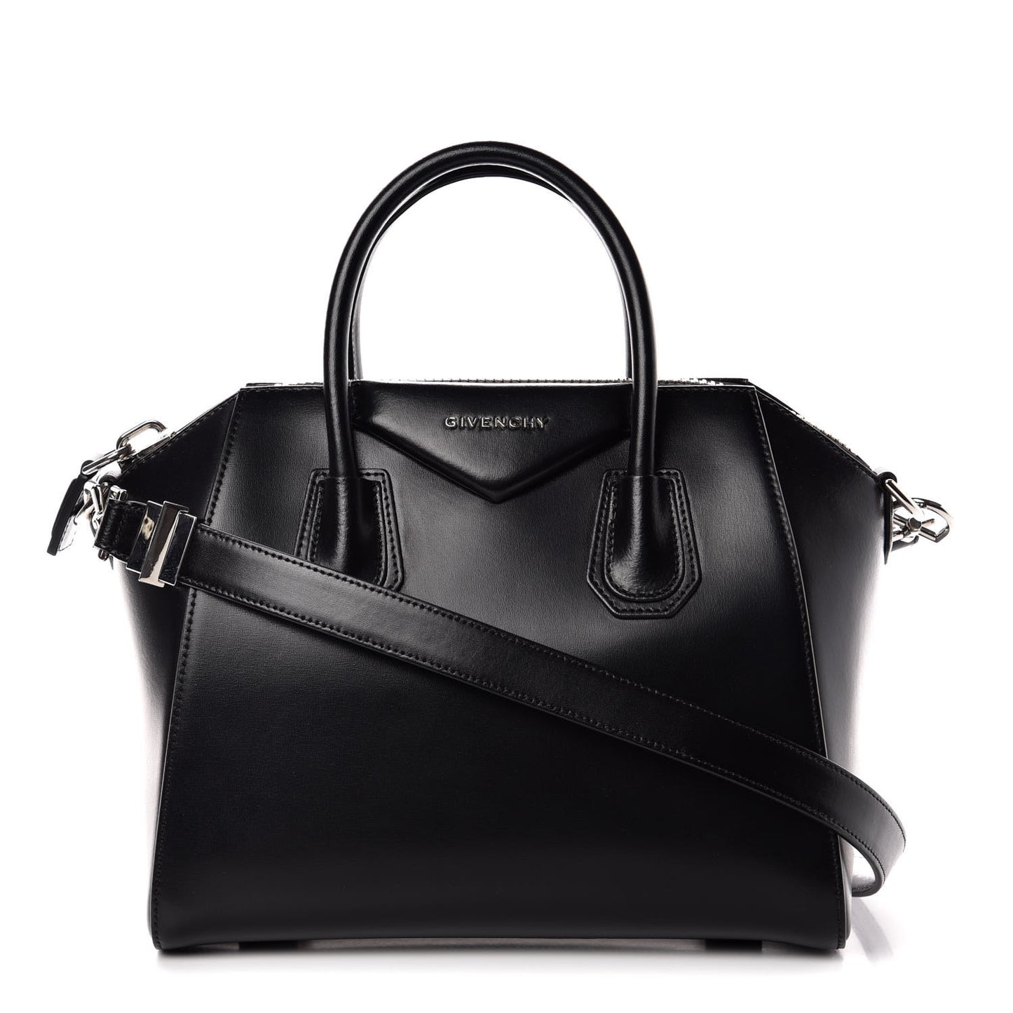 Shiny Lord Calfskin Small Antigona Black