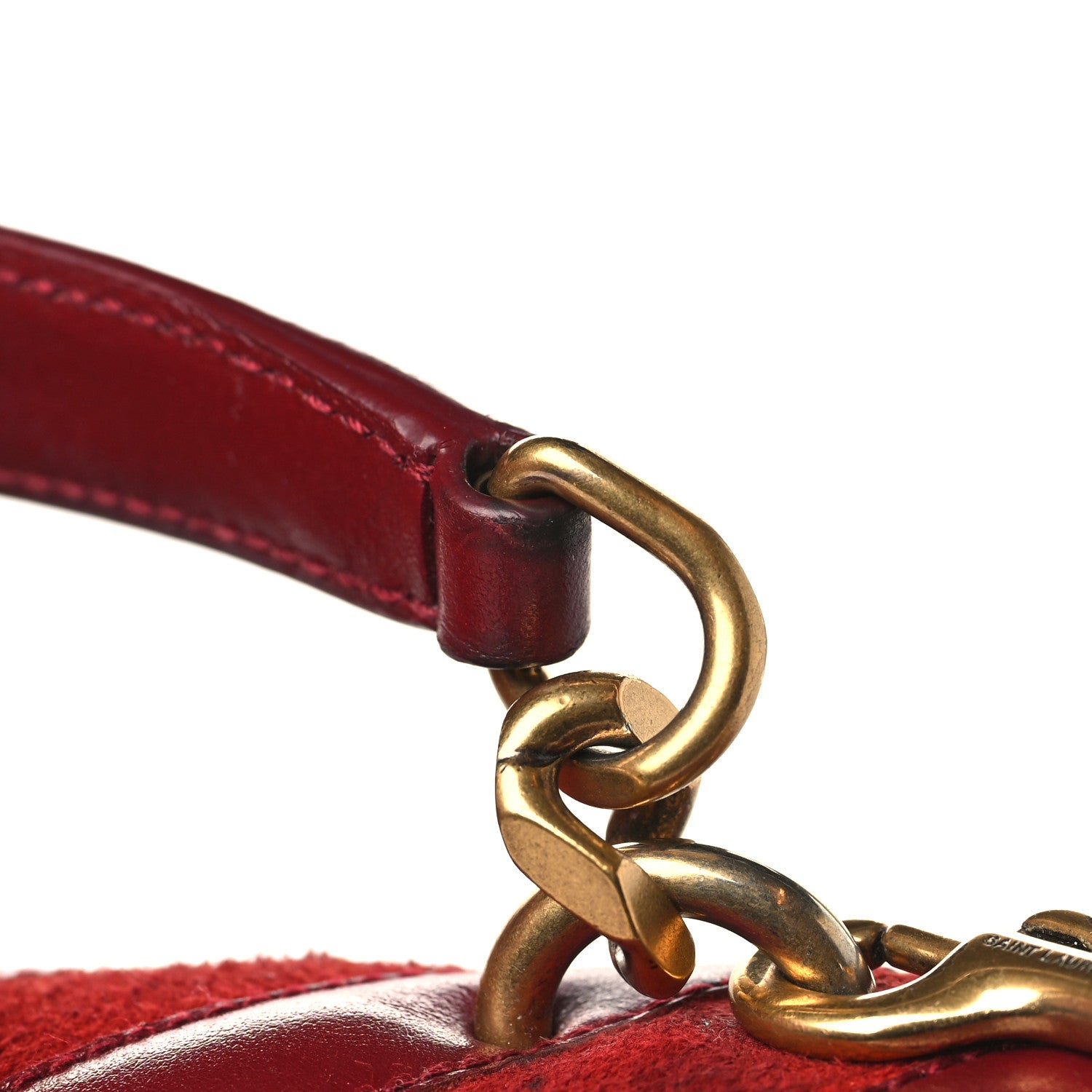 Saint Laurent Calfskin Suede Matelasse Chevron Medium Monogram College Bag Burgundy 10 of 10