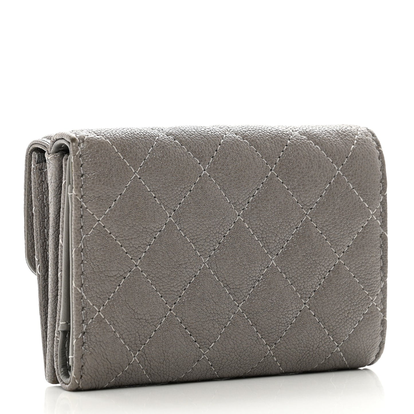 Caviar Quilted Small Boy Flap Wallet Grey
