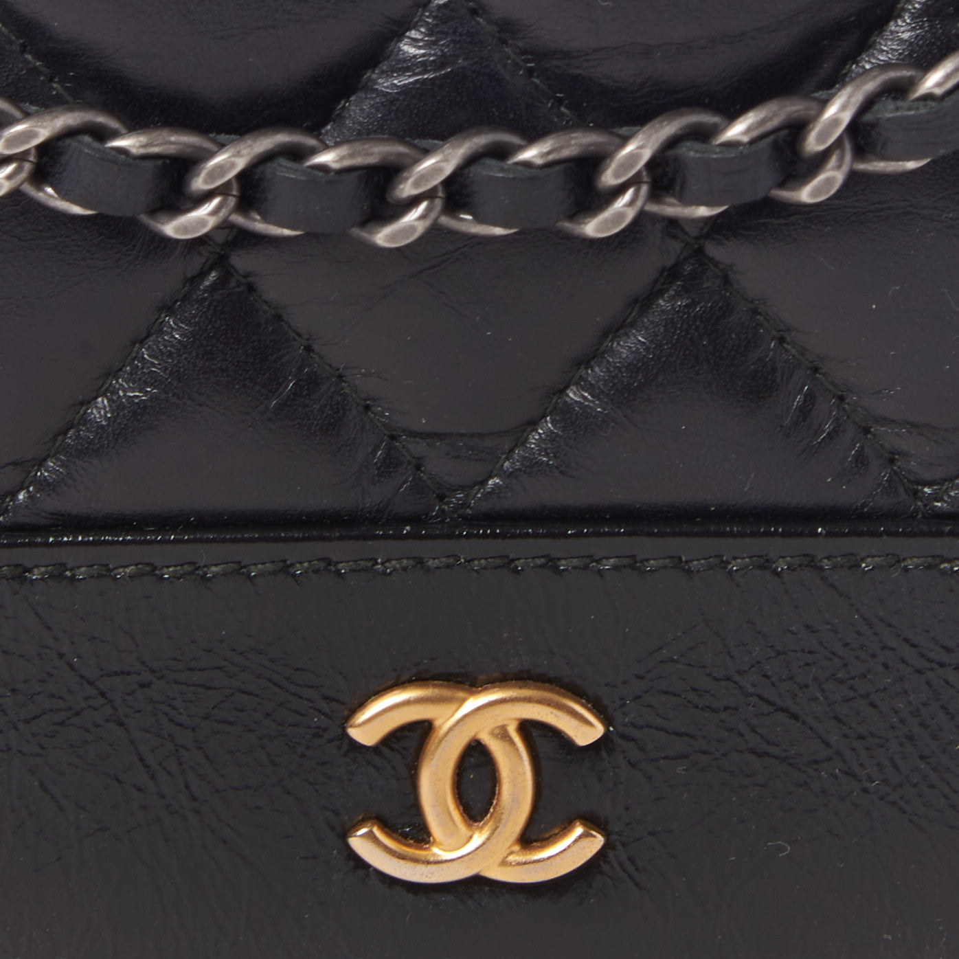 Chanel Aged Calfskin Quilted Gabrielle Wallet On Chain WOC Black 7 of 9