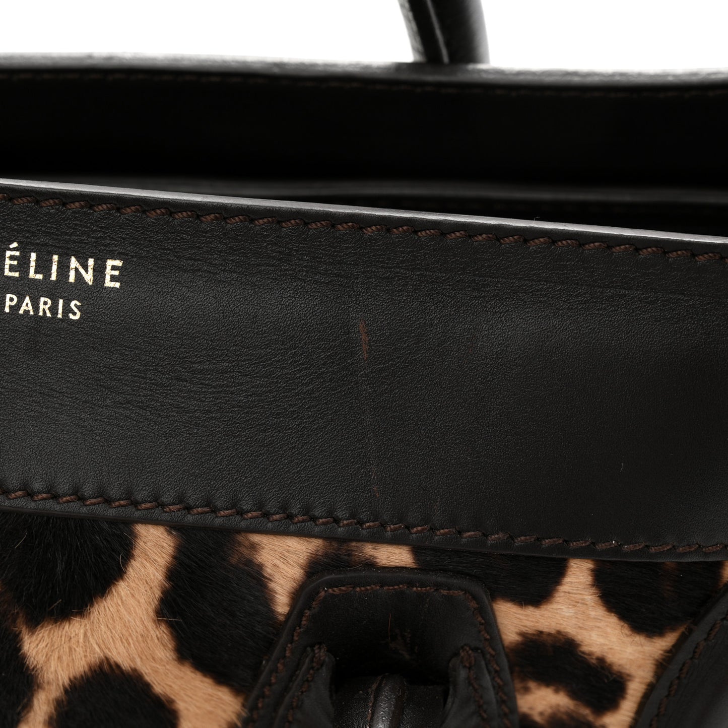 Leopard Pony Hair Mini Luggage Black
