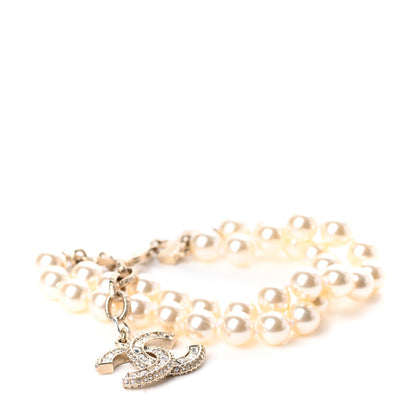 Chanel Baguette Crystal Pearl CC Bracelet Silver 1 of 4
