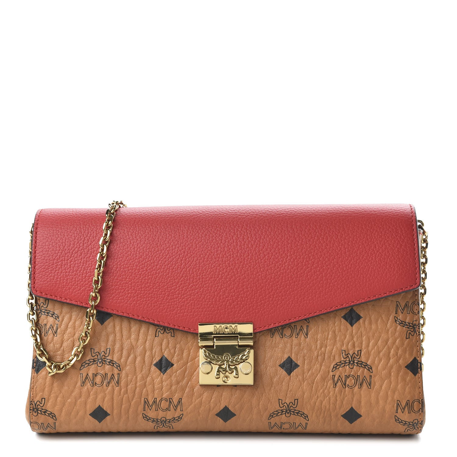 MCM Visetos Millie Wallet On Chain Cognac Ruby Red 1 of 9