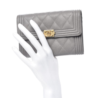Chanel Caviar Quilted Medium Boy Flap Wallet Grey 2 of 11