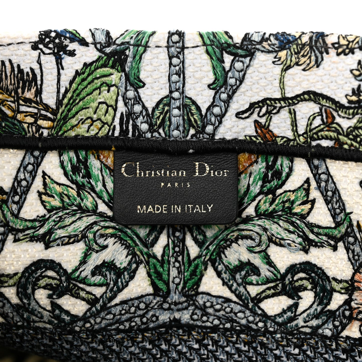 Canvas Embroidered Medium Etoile de Voyage Book Tote White Multicolor