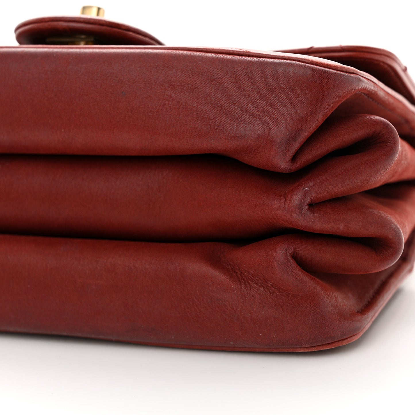 Iridescent Calfskin Quilted Mini Straight Lined Flap Red