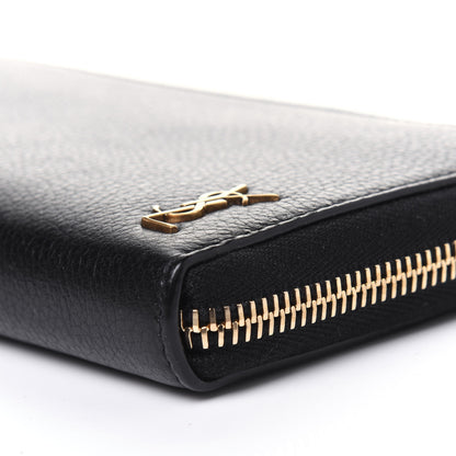 Saint Laurent Grained Calfskin Zip Around Wallet Black 19 of 32
