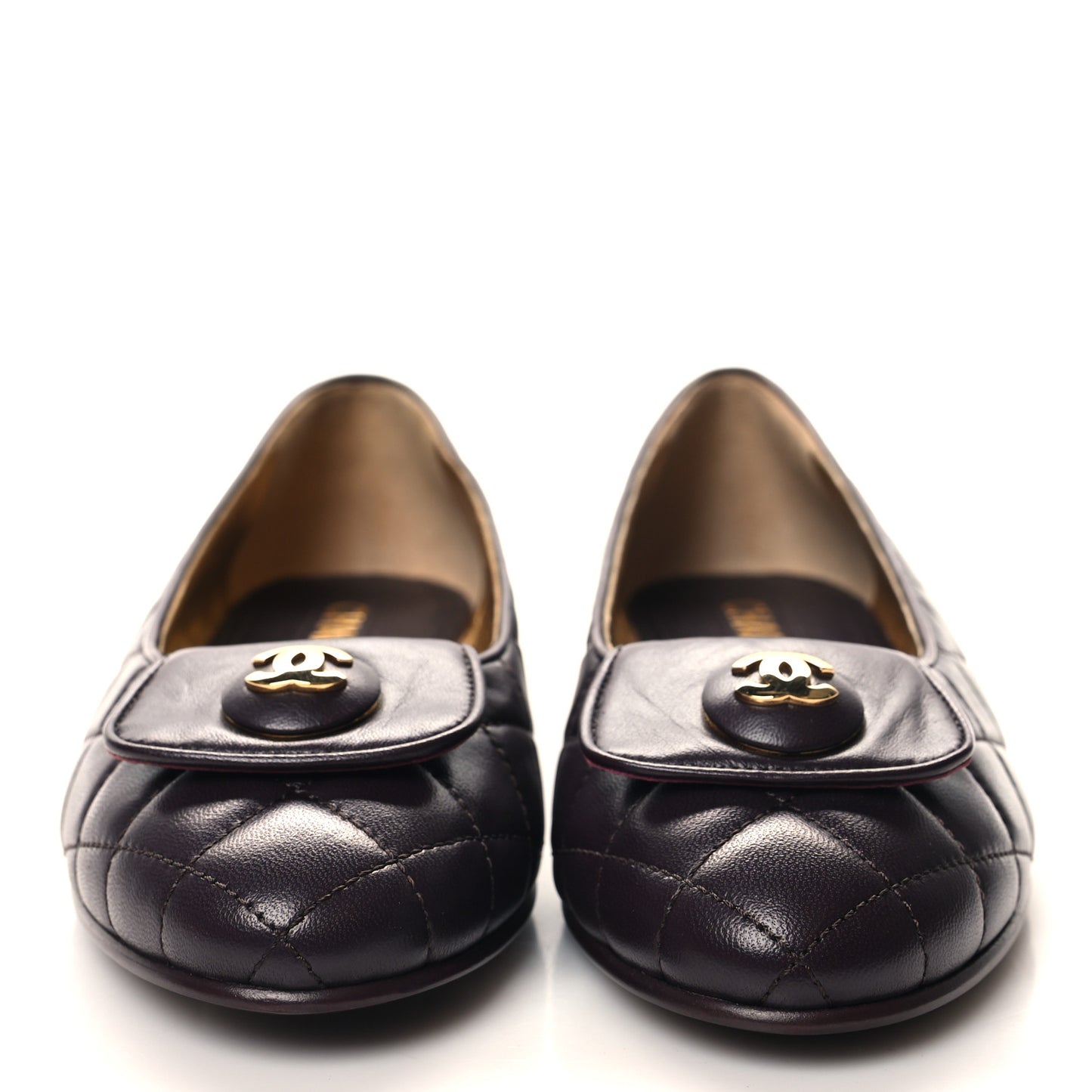 Lambskin Quilted CC Ballerina Flats 37 Dark Purple
