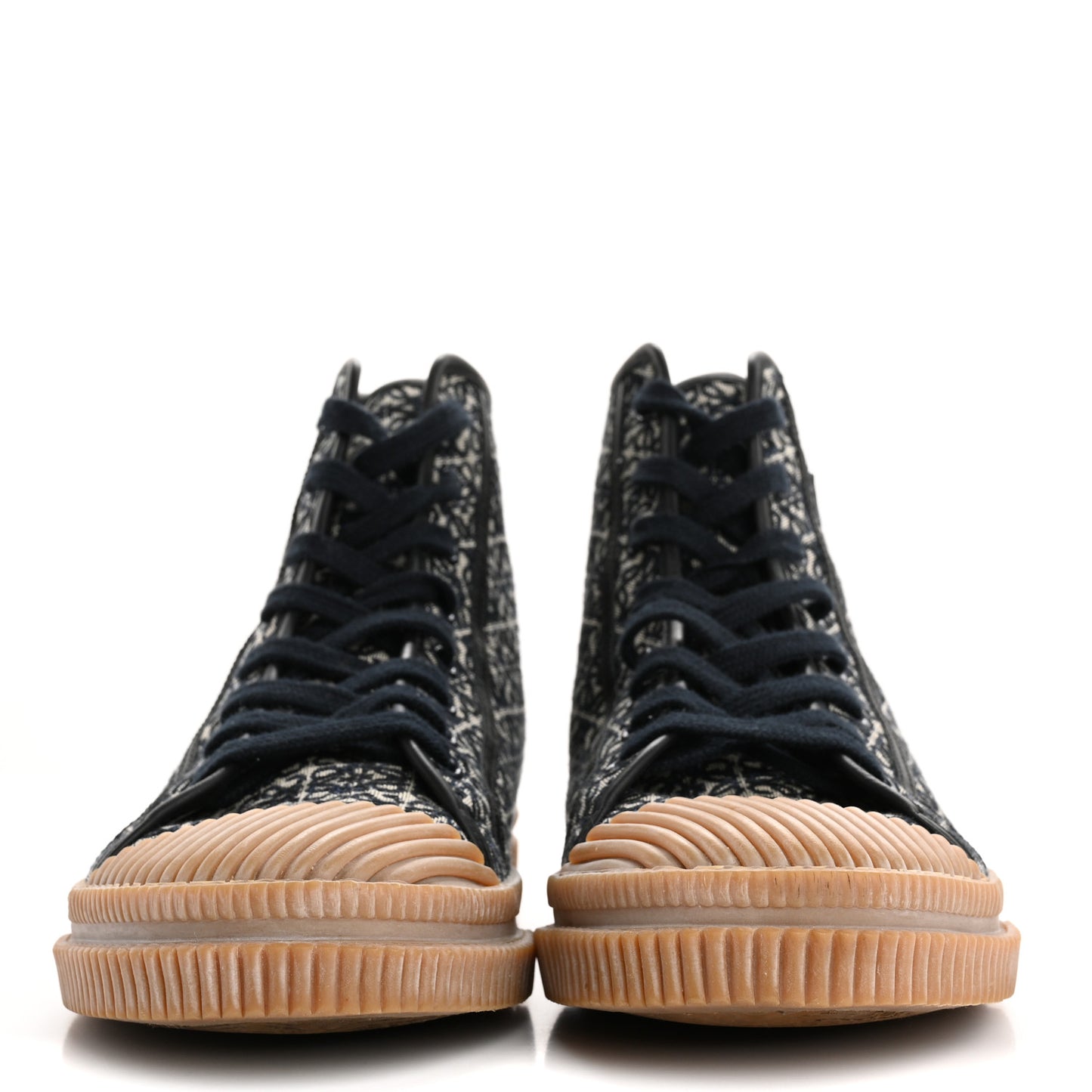 Jacquard Anagram Calfskin High Top Sneakers 41 Navy