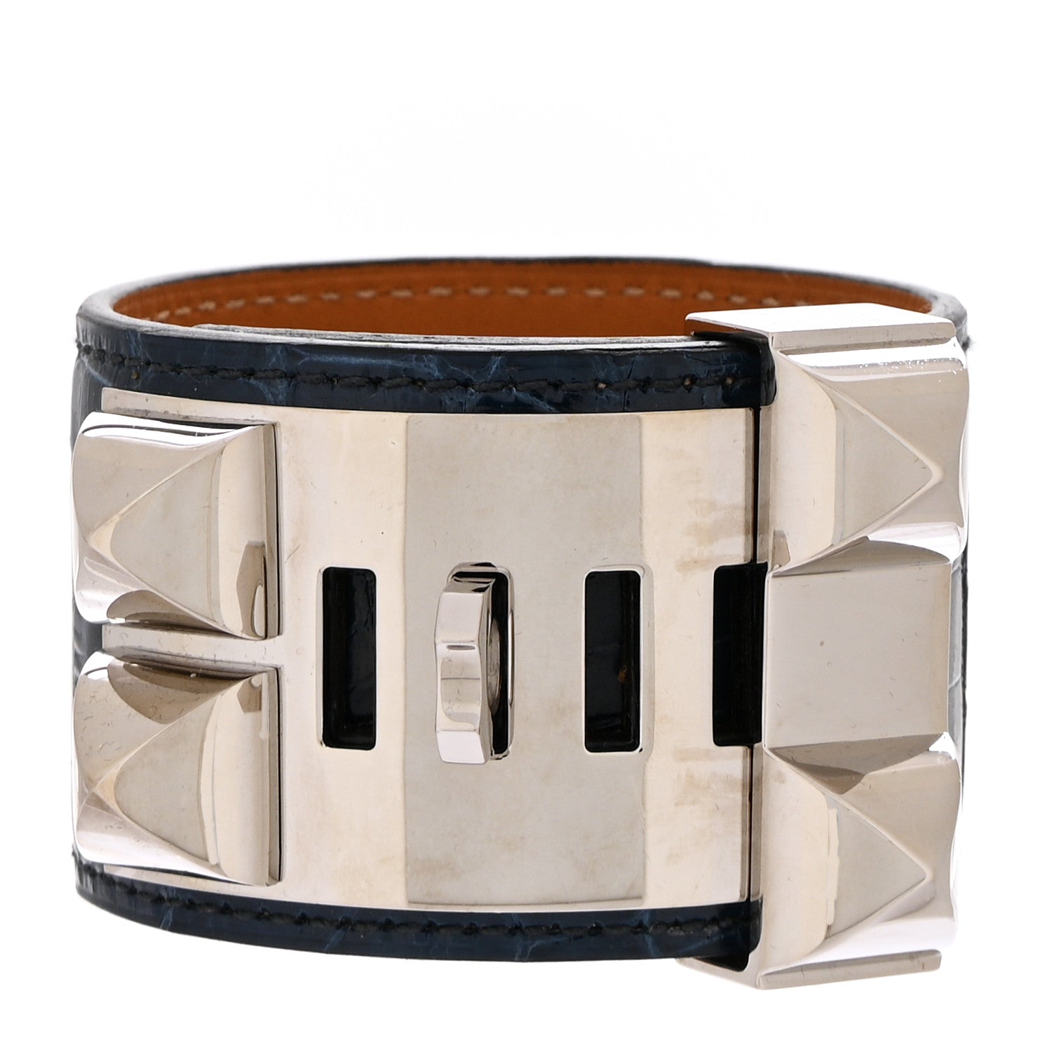 Hermes Shiny Alligator Collier De Chien CDC Bracelet S Bleu Roi 3 of 5