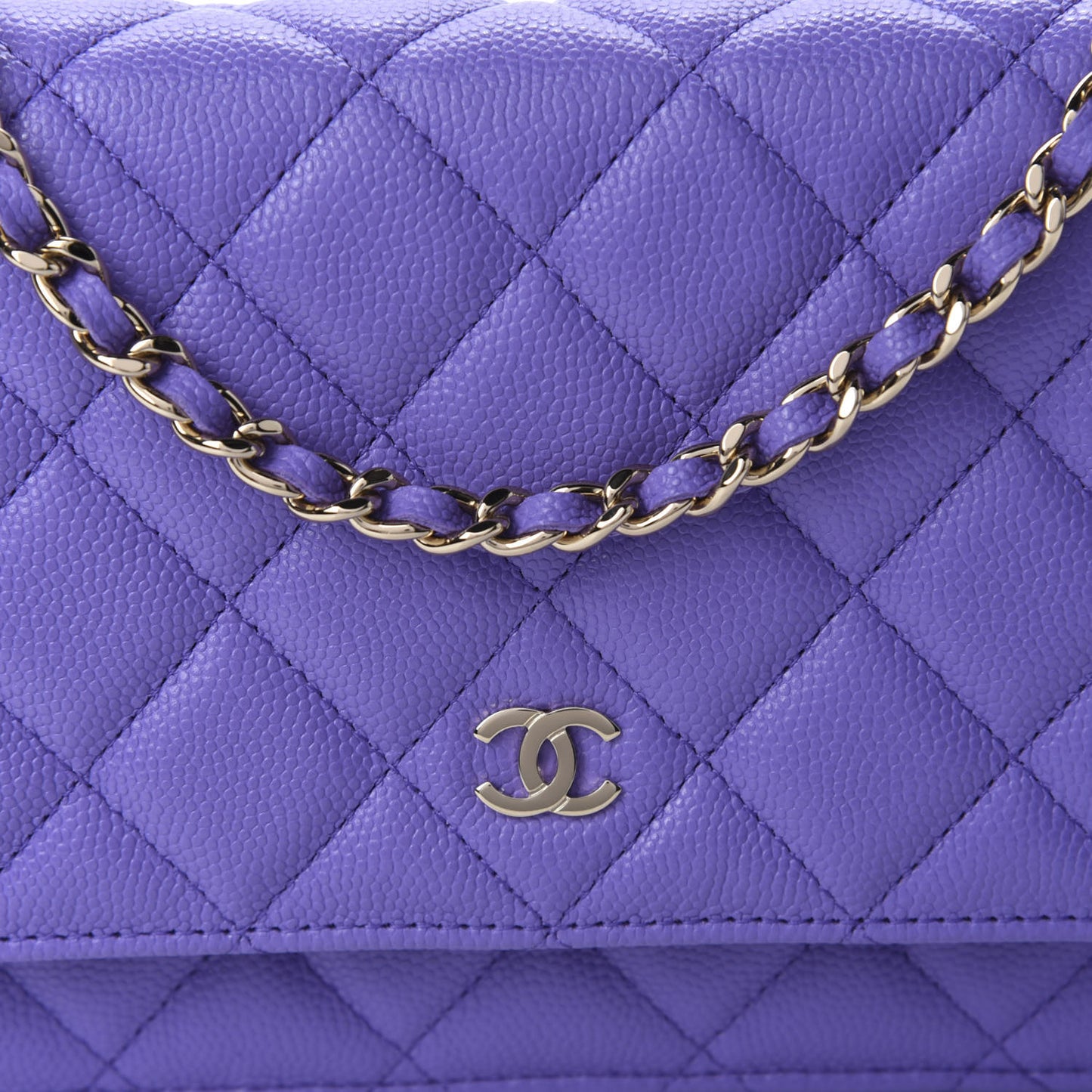 Caviar Quilted Wallet On Chain WOC Purple
