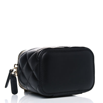 Chanel Lambskin Quilted Mini Pearl Crush Vanity Case With Chain Black 3 of 4