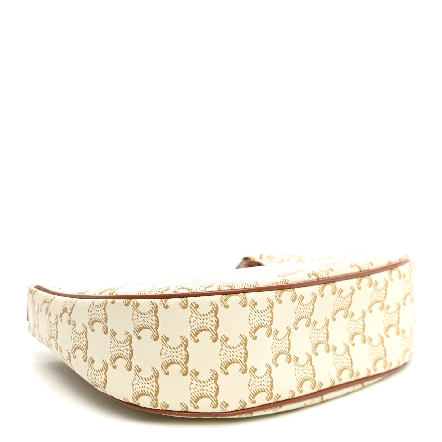 Canvas Calfskin Ava Triomphe Shoulder Bag White