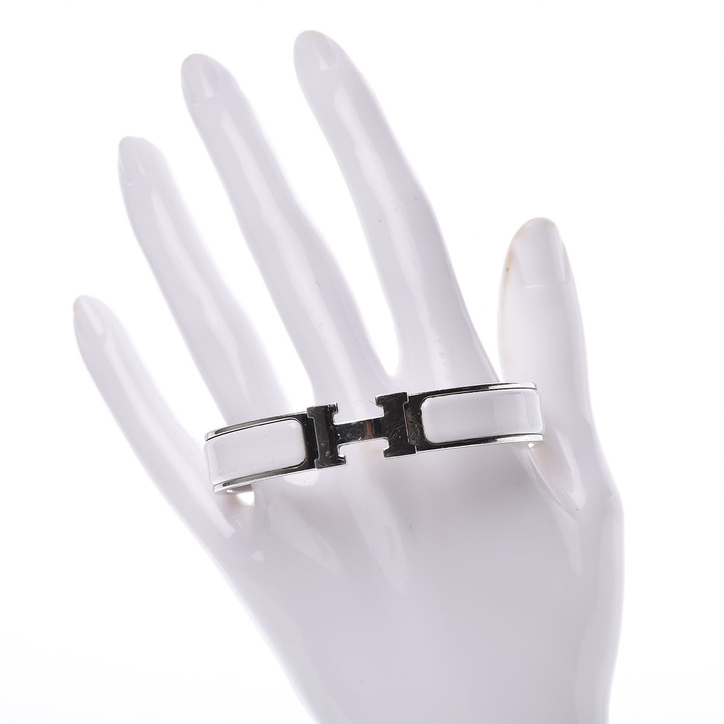 Enamel Narrow Clic Clac H Bracelet GM White