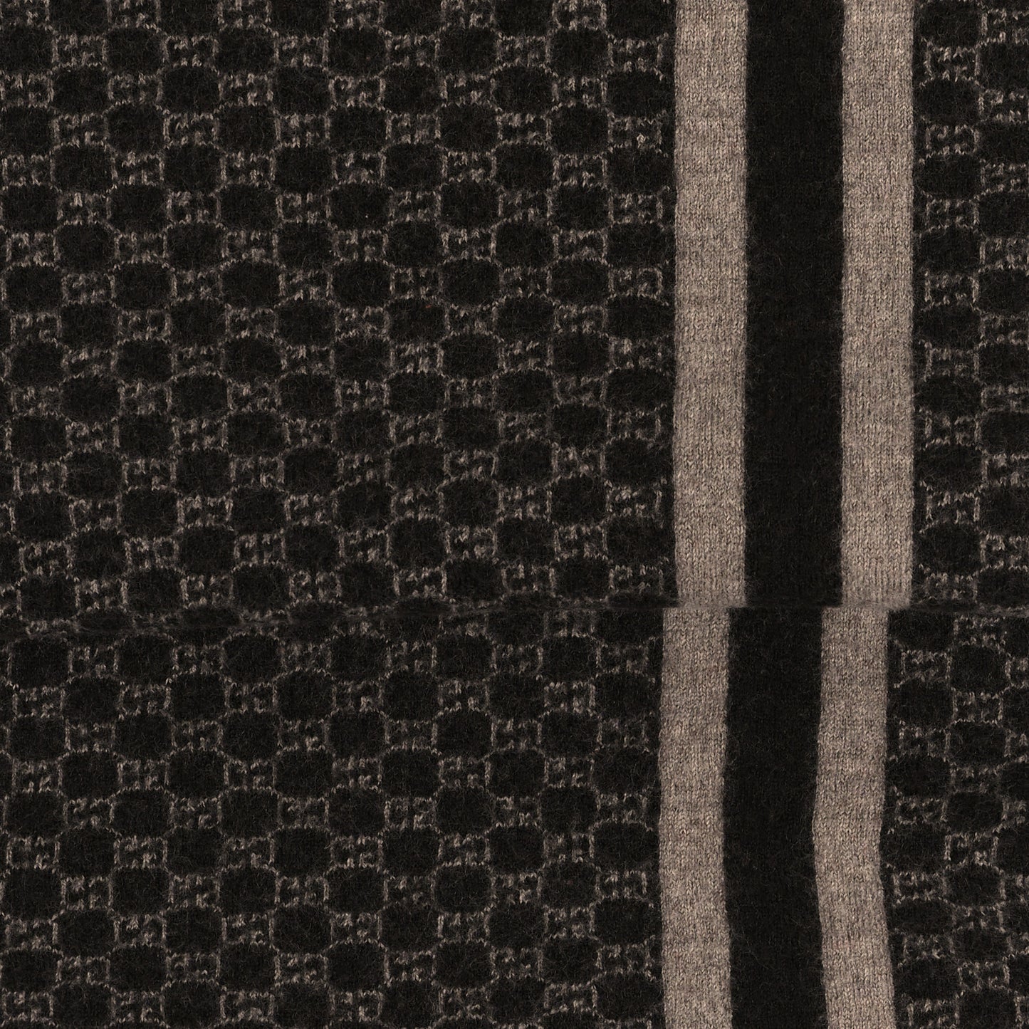 Wool Tricot GG Monogram Web New Lunicart Scarf Light Brown Dark Brown