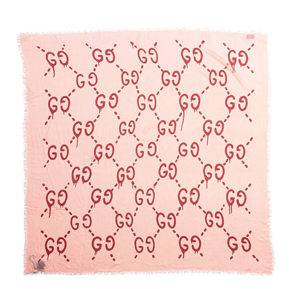 Gucci Modal Silk GG Writers Shawl Roseate Red 1 of 5