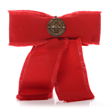 Gucci Grosgrain Crystal Bow Brooch Red 3 of 6