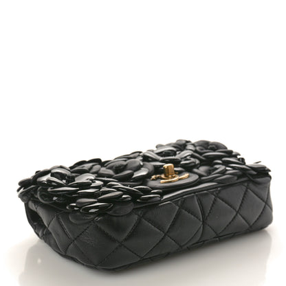 Chanel Lambskin Patent Mini Camellia Flap Black 4 of 10