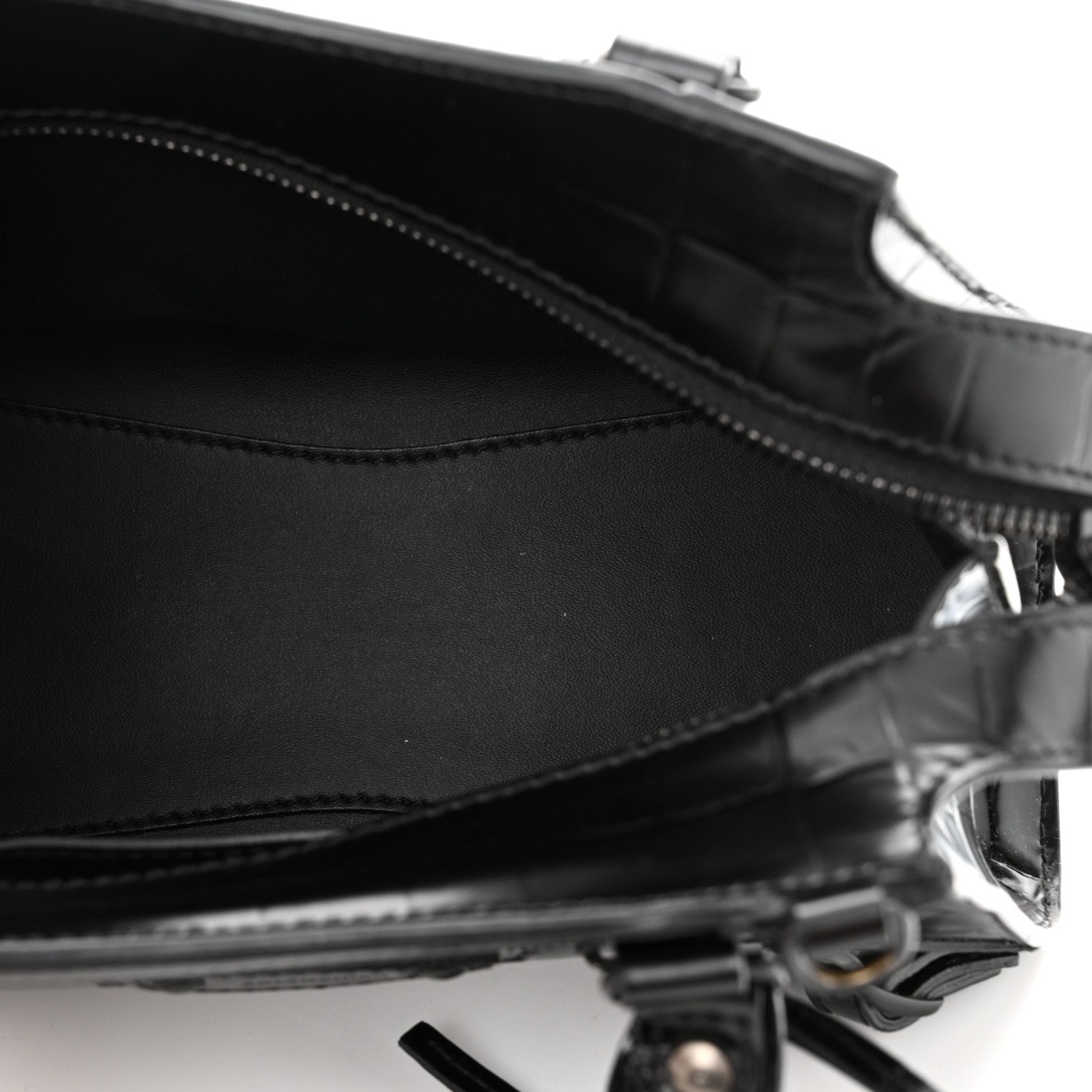 Balenciaga Semi Shiny Calfskin Crocodile Embossed Neo Classic Black Hardware Mini City Black 5 of 11