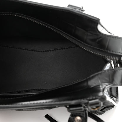 Balenciaga Semi Shiny Calfskin Crocodile Embossed Neo Classic Black Hardware Mini City Black 5 of 11