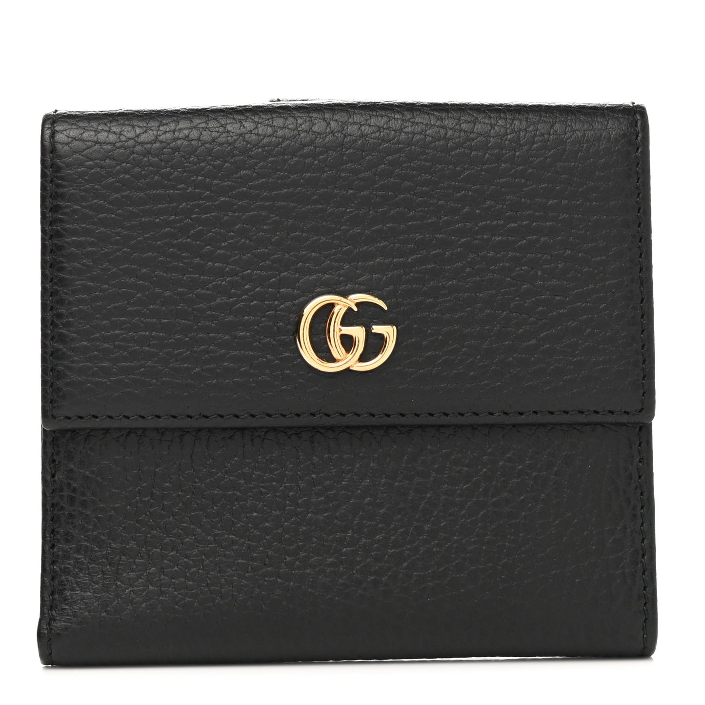 Dollar Calfskin Double G French Flap Wallet Black
