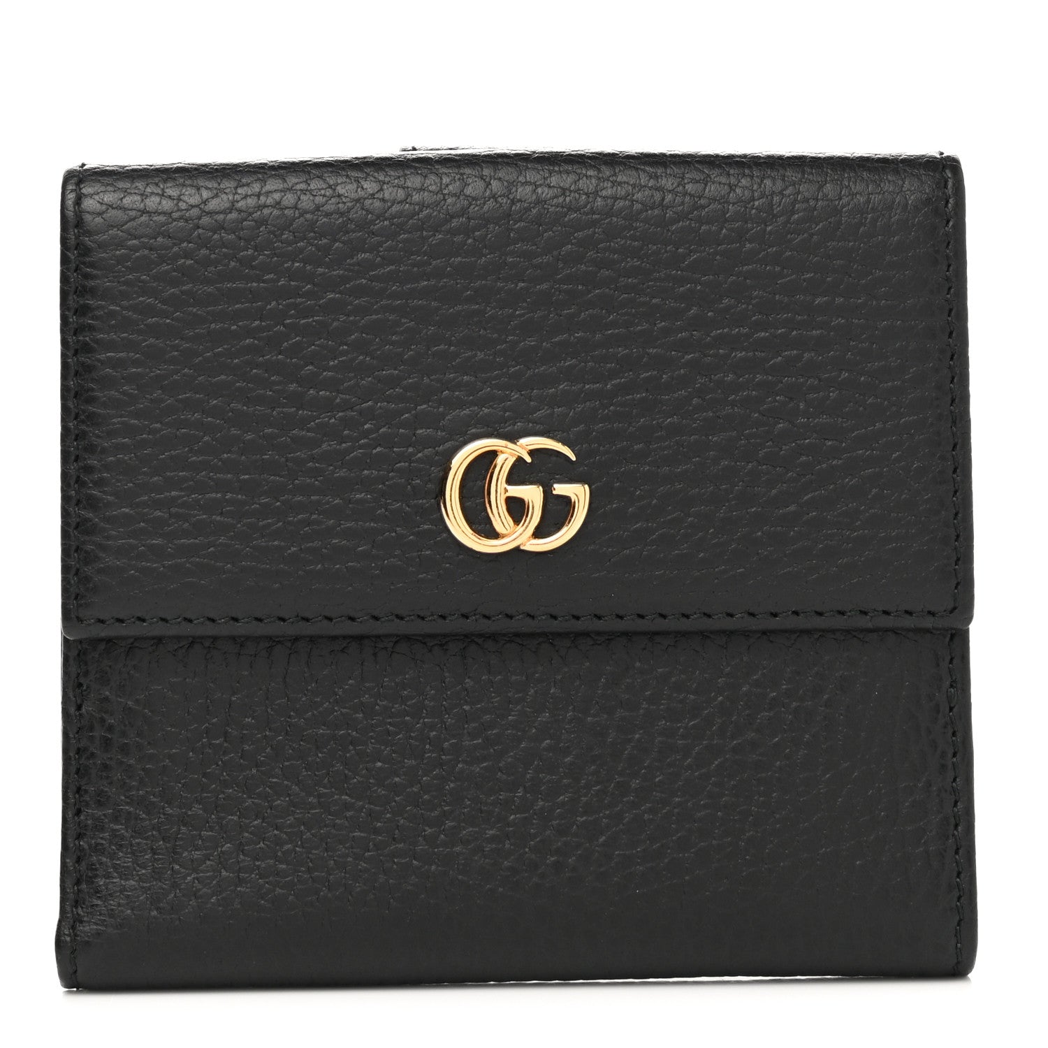 Gucci Dollar Calfskin Double G French Flap Wallet Black 1 of 7