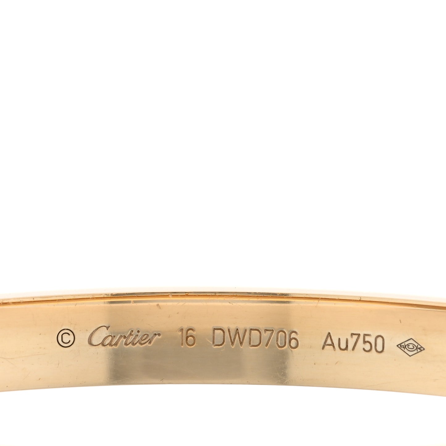 18k Yellow Gold LOVE Bracelet 16