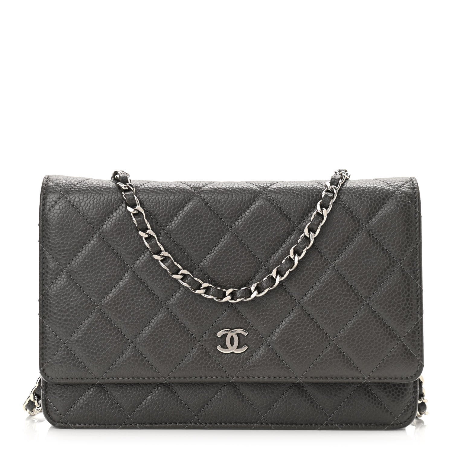 Chanel Caviar Quilted Wallet On Chain WOC Dark Grey 1 of 11