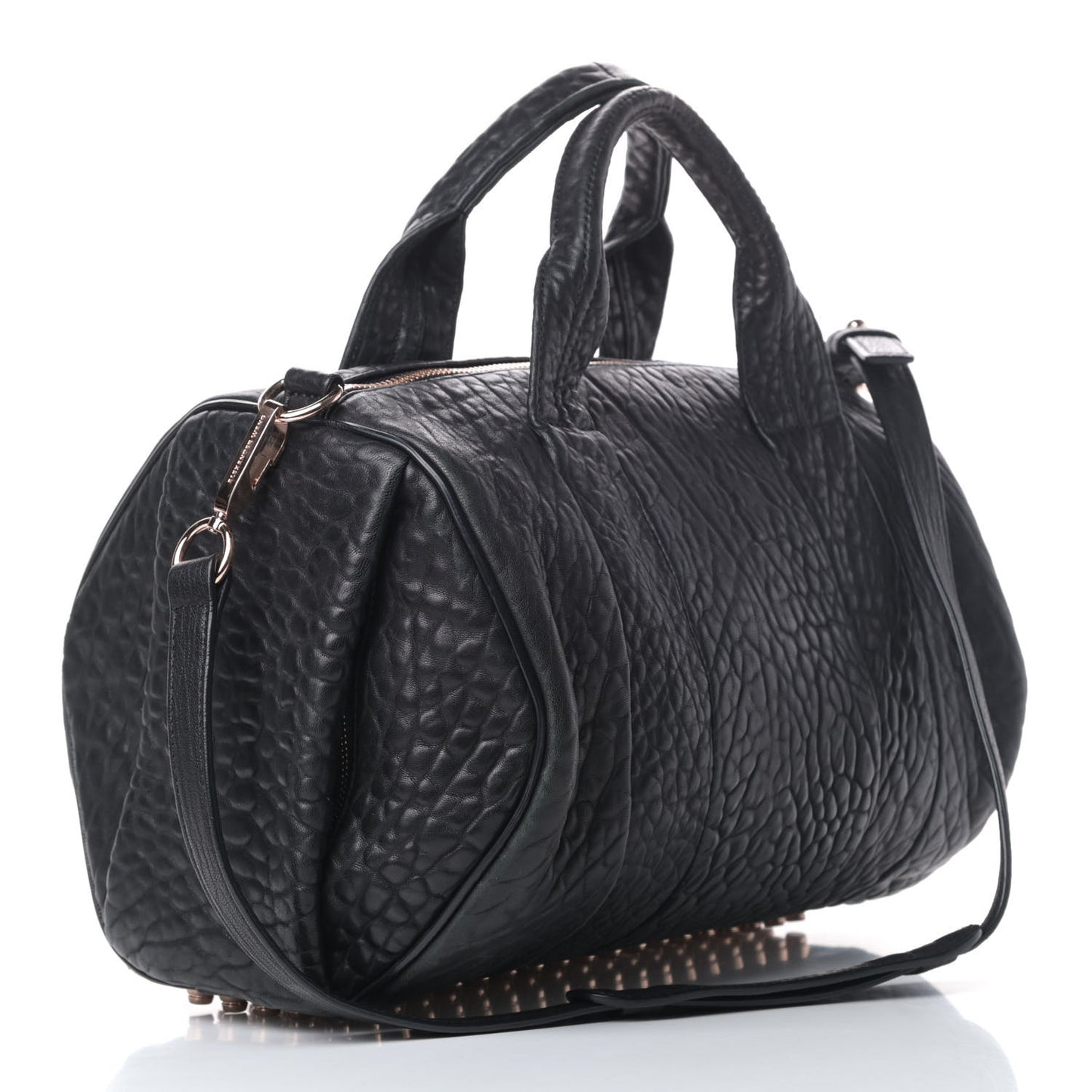 Pebbled Lambskin Rocco Black Rose Gold Hardware