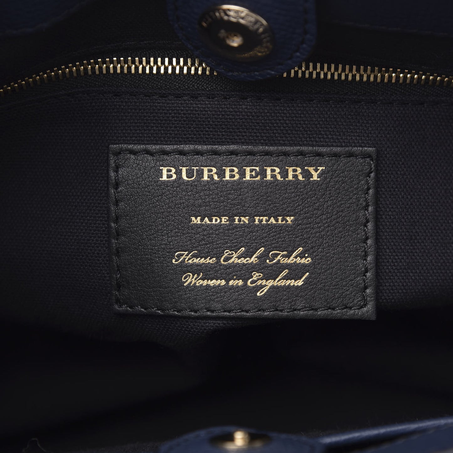 Grainy Calfskin House Check Small Banner Tote Midnight Blue