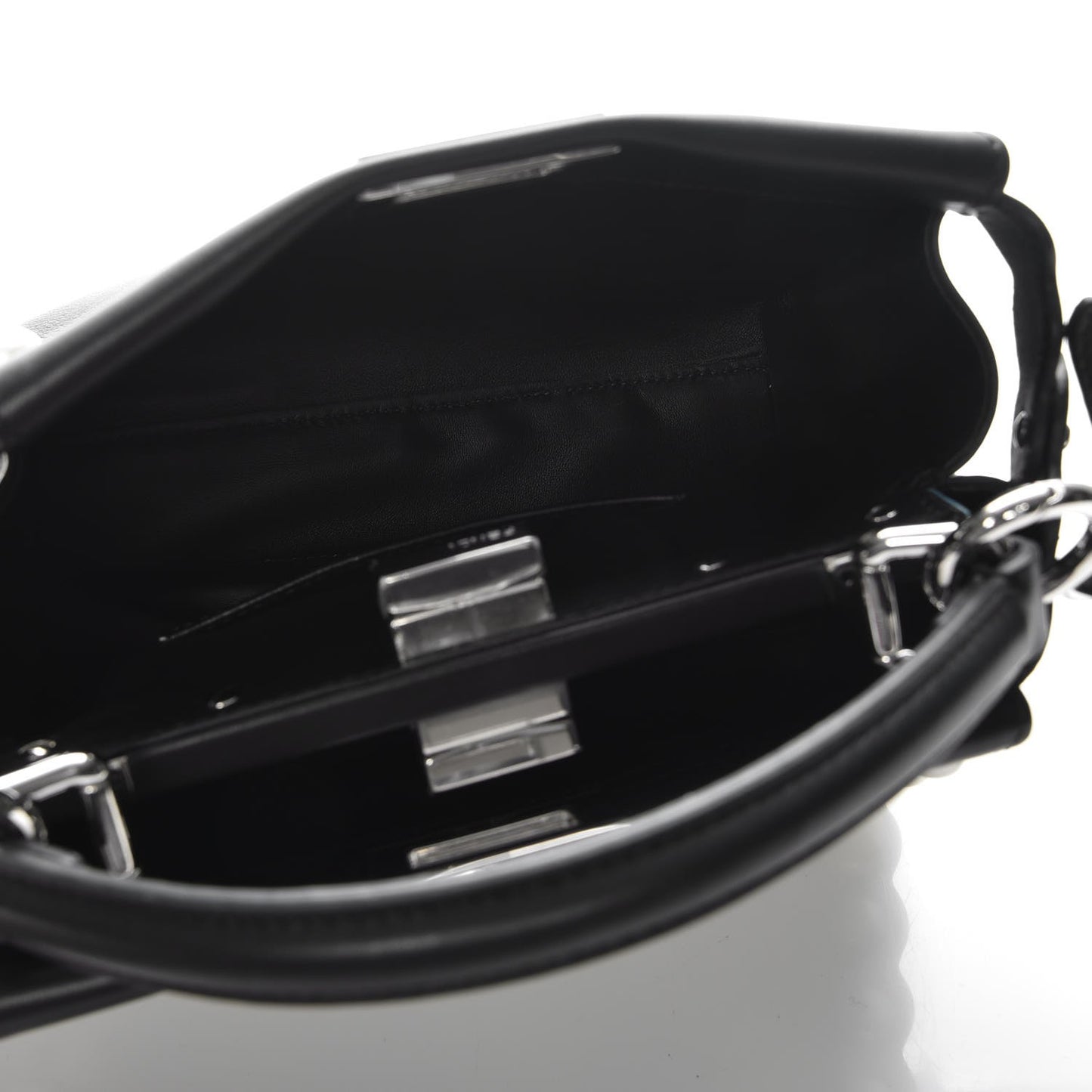 Vitello Seta Shiny Nappa Pearl Scallopped Studded Mini Peekaboo Iconic Satchel Black