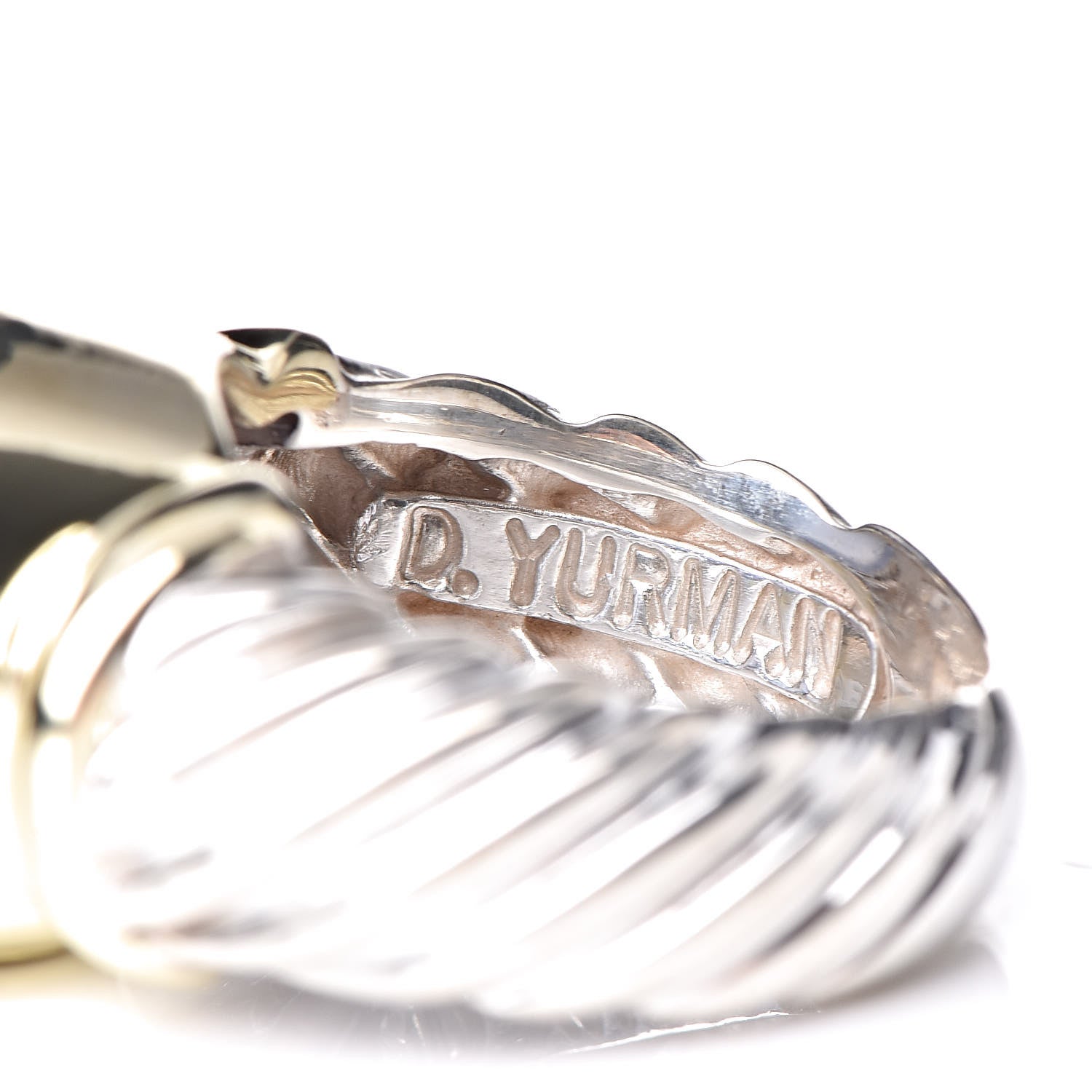 David Yurman Sterling Silver 14K Yellow Gold Chalcedony 14mm Noblesse Ring 50 5.5 6 of 7