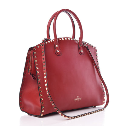 Valentino Garavani Vitello Rockstud Dome Shopper Rosso Valentino 4 of 15