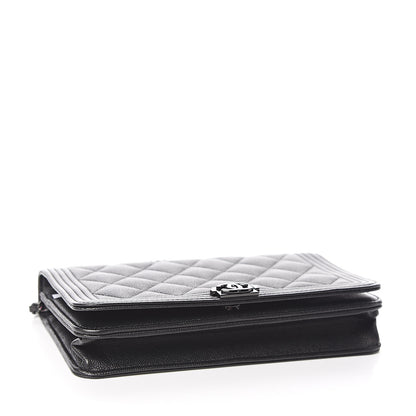Chanel Caviar Quilted Boy Wallet On Chain WOC So Black 4 of 12