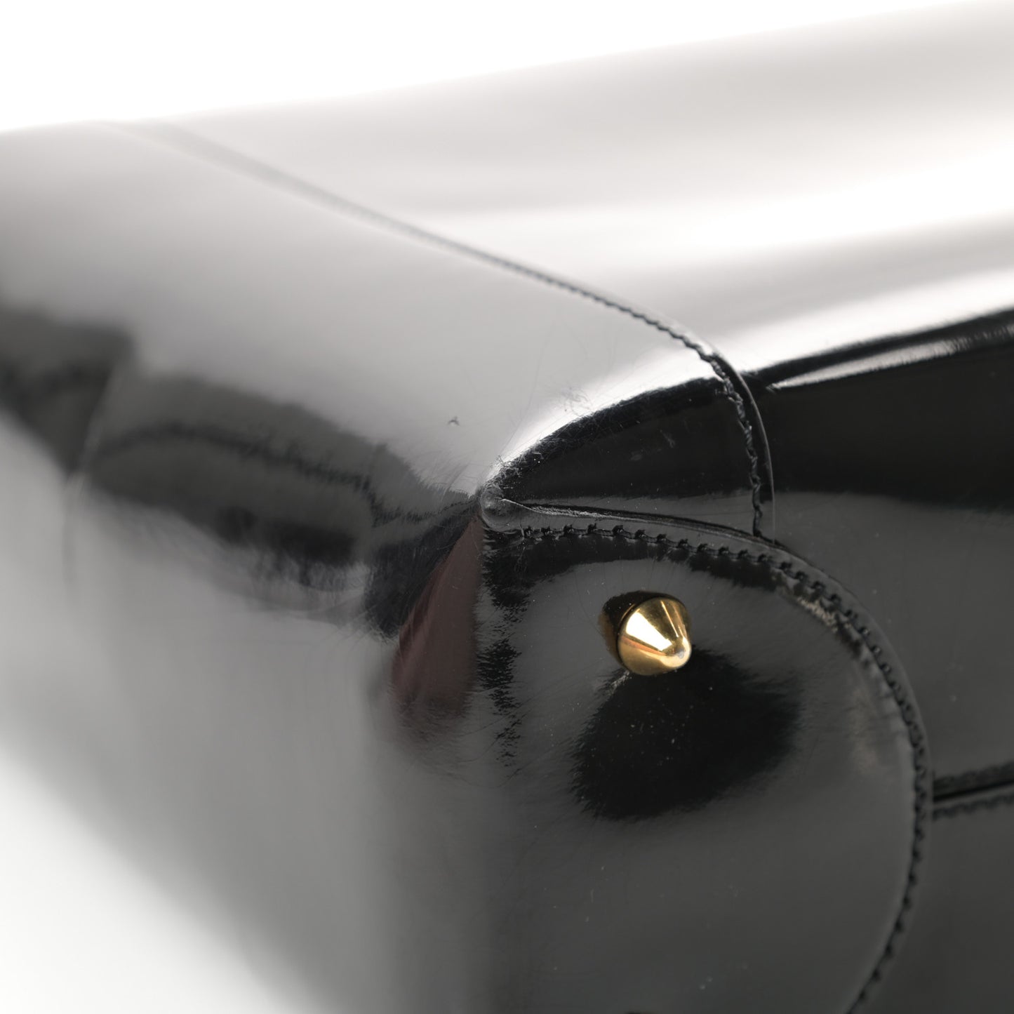 Patent Gold Beaded Malice Tote Black