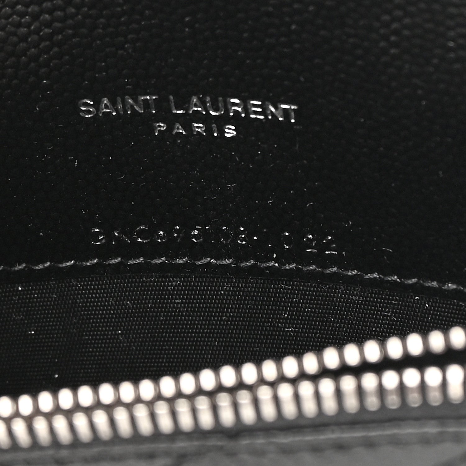 Saint Laurent Grain De Poudre Matelasse Chevron Monogram Envelope Chain Wallet Black 7 of 12