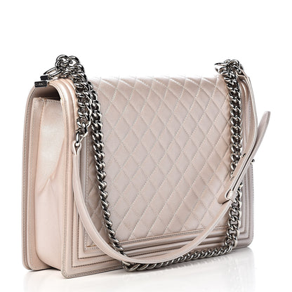 Chanel Metallic Lambskin Quilted Large Boy Flap Light Beige 3 of 13