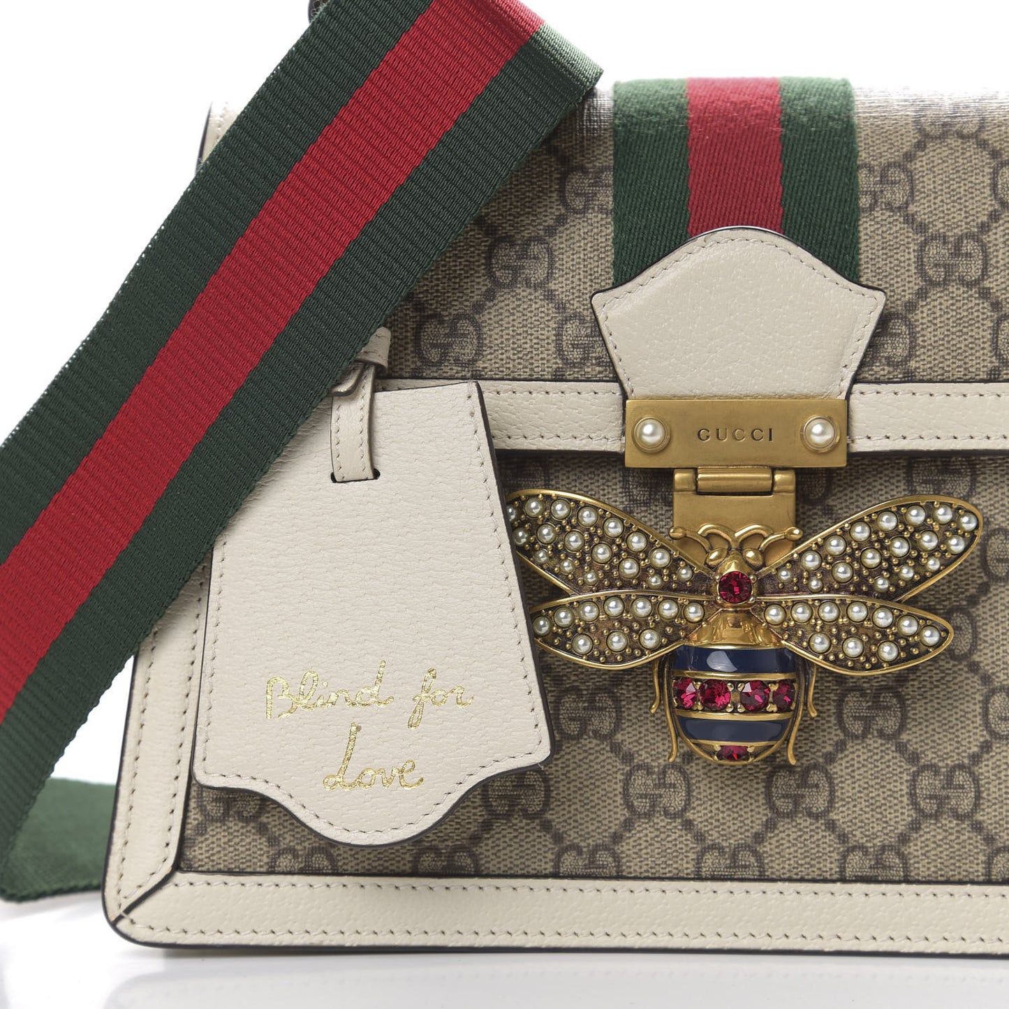 GG Supreme Monogram Small Queen Margaret Top Handle Bag White