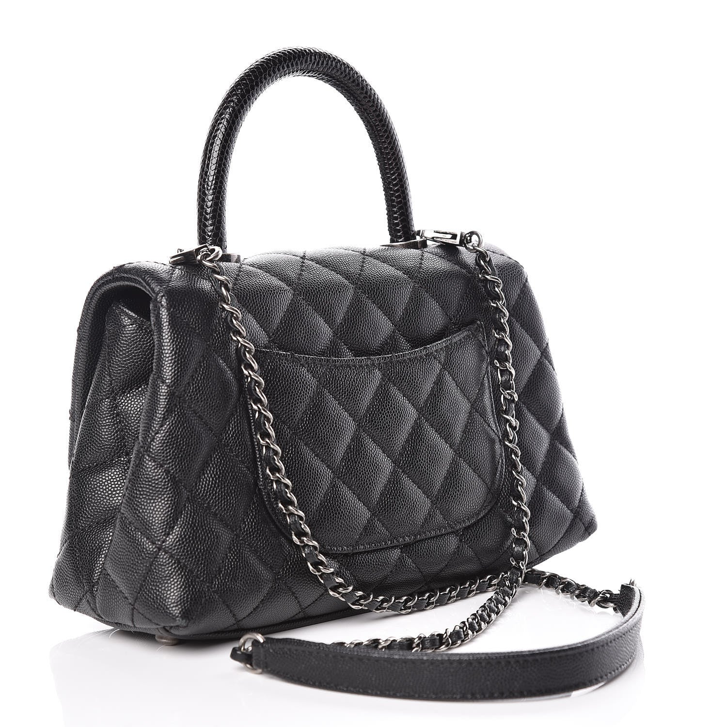 Chanel Caviar Lizard Quilted Mini Coco Handle Flap Black 3 of 9