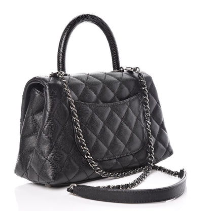 Chanel Caviar Lizard Quilted Mini Coco Handle Flap Black 3 of 9