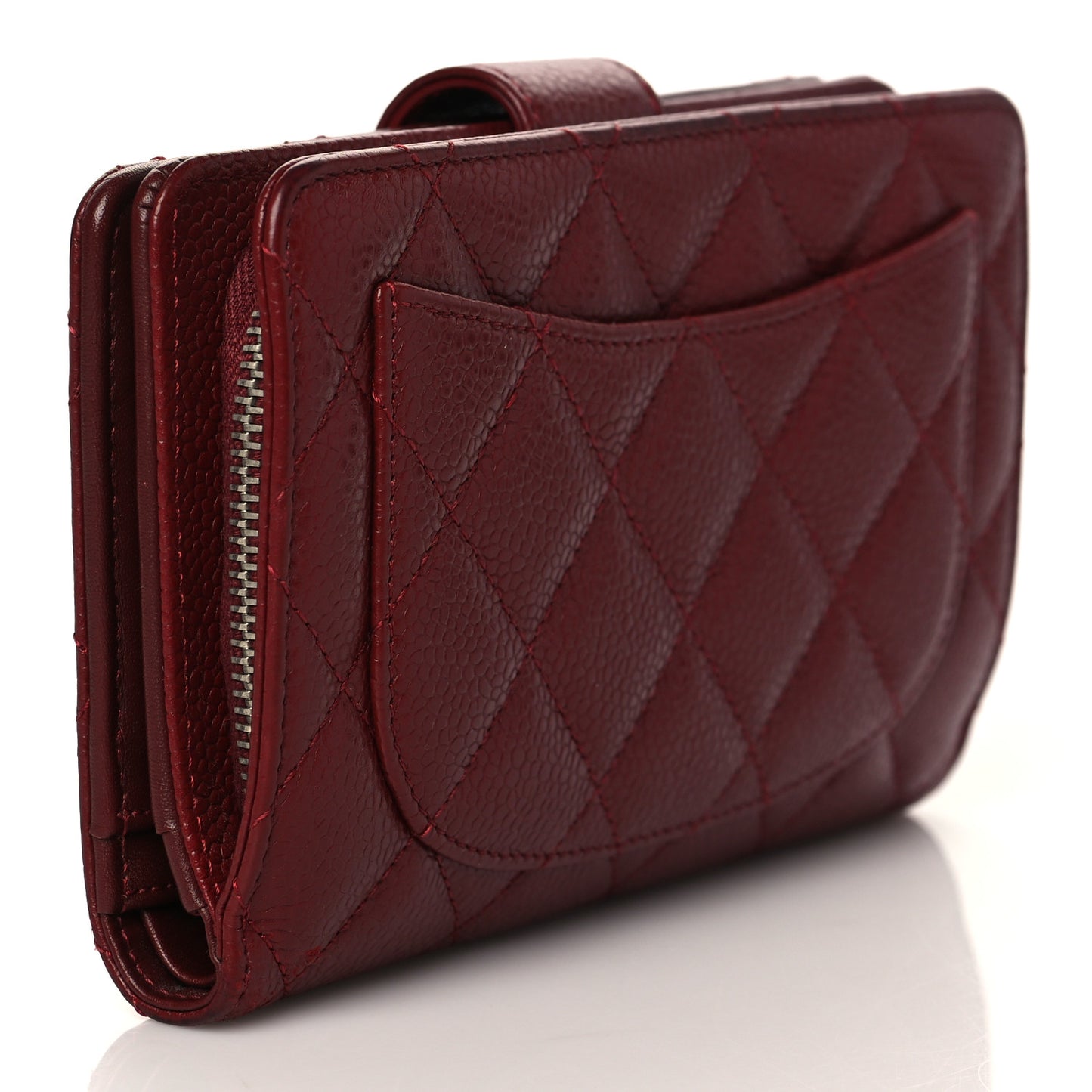 Caviar Quilted Zipped Pocket Wallet Red