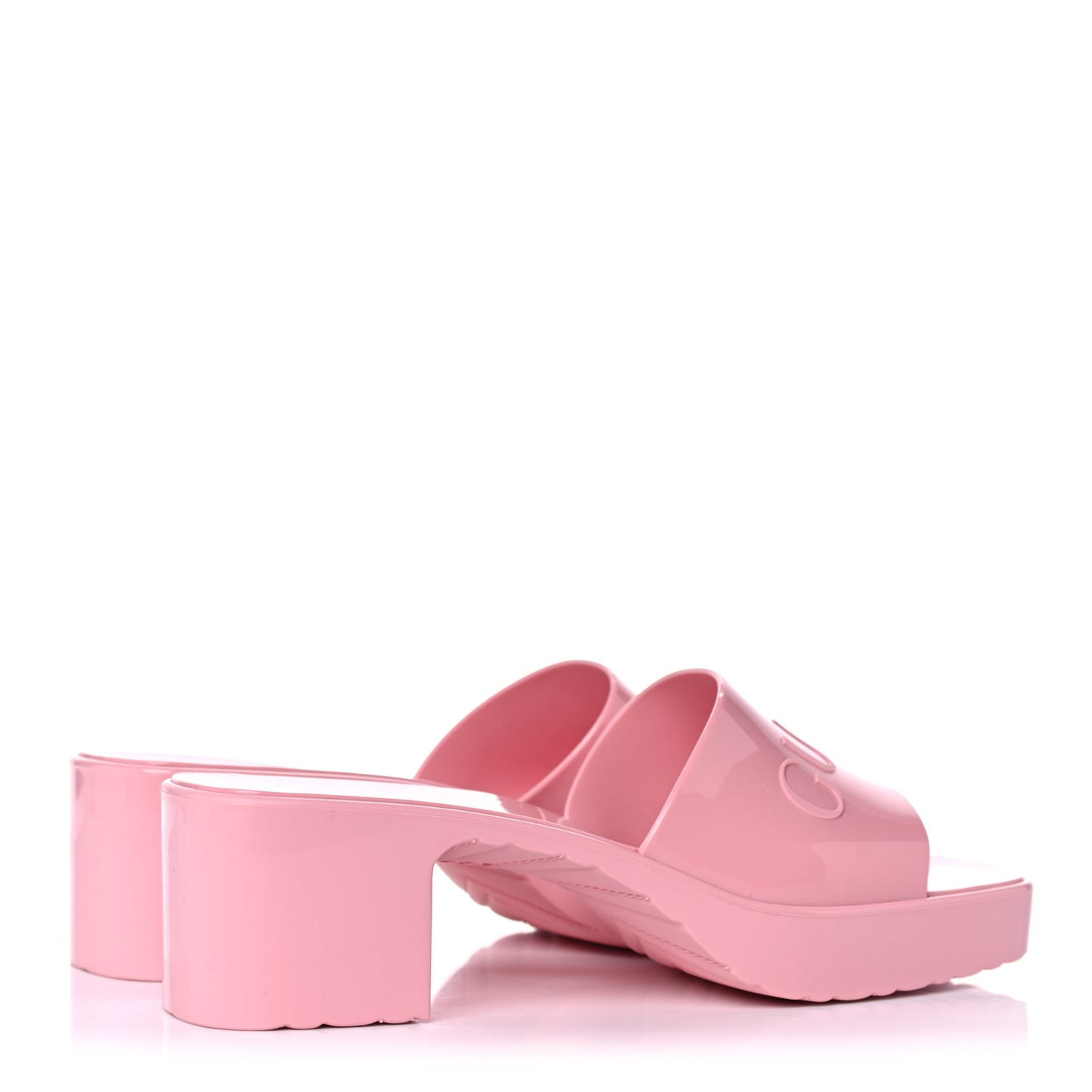 Rubber Gucci Logo Womens Platform 20/60mm Slide Sandals 36 Wild Rose