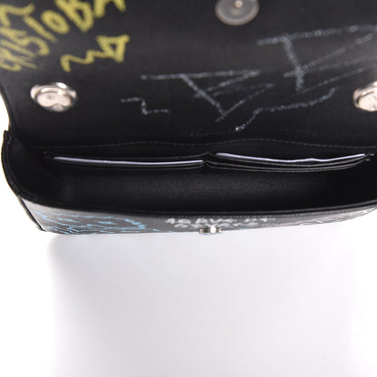 Balenciaga Calfskin Graffiti BB Chain Wallet Black Multicolor 5 of 8