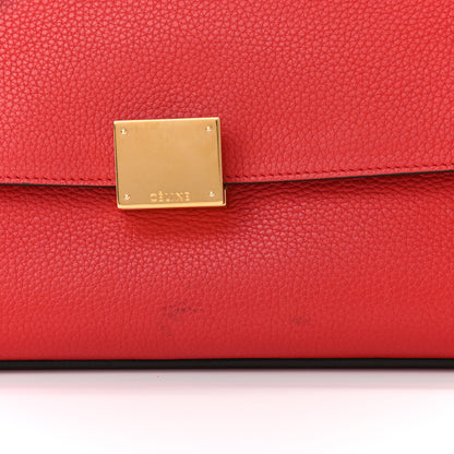 Celine Drummed Calfskin Suede Medium Trapeze Coquelicot 9 of 11