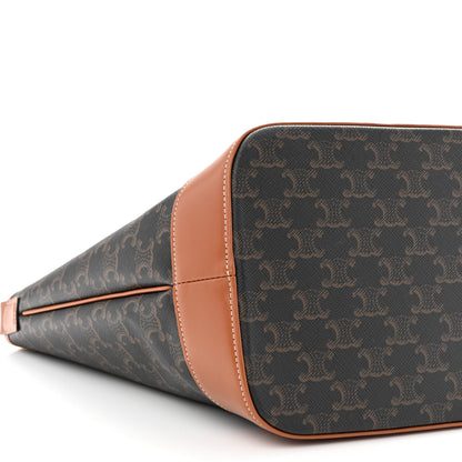 Celine Triomphe Canvas Calfskin Medium Bucket Bag Tan 9 of 10